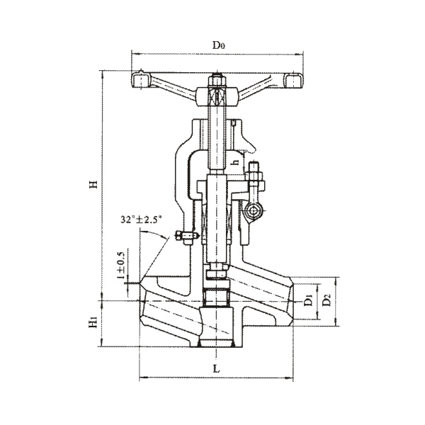 Butt weld stop valve for power station (thread type)